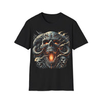 Macabre Threads Black Infernal Maw – Fiery Skull T-Shirt