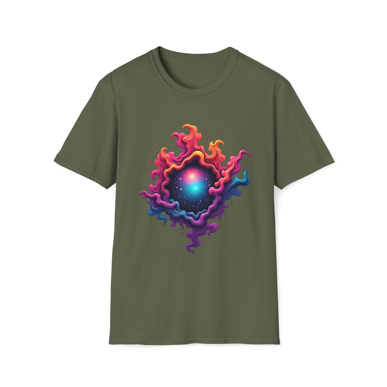 Macabre Threads Mystic Swirl T-Shirt – Cosmic Energy Vortex Graphic Tee