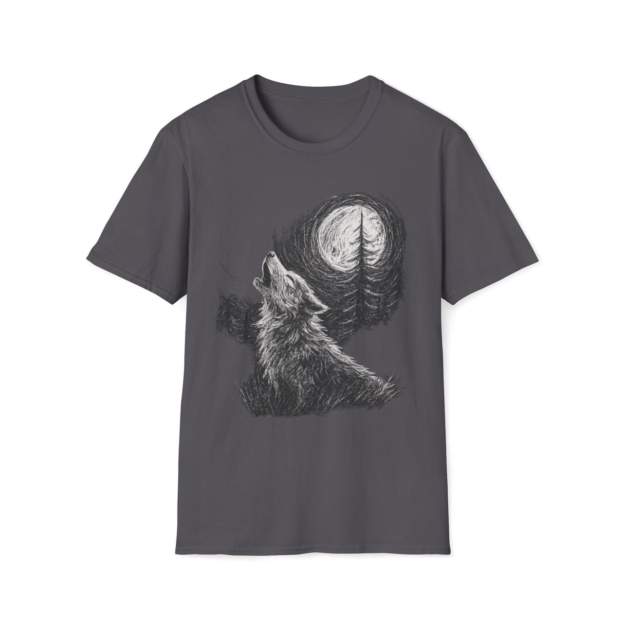 Macabre Threads Charcoal Midnight Howl – Wolf T-Shirt