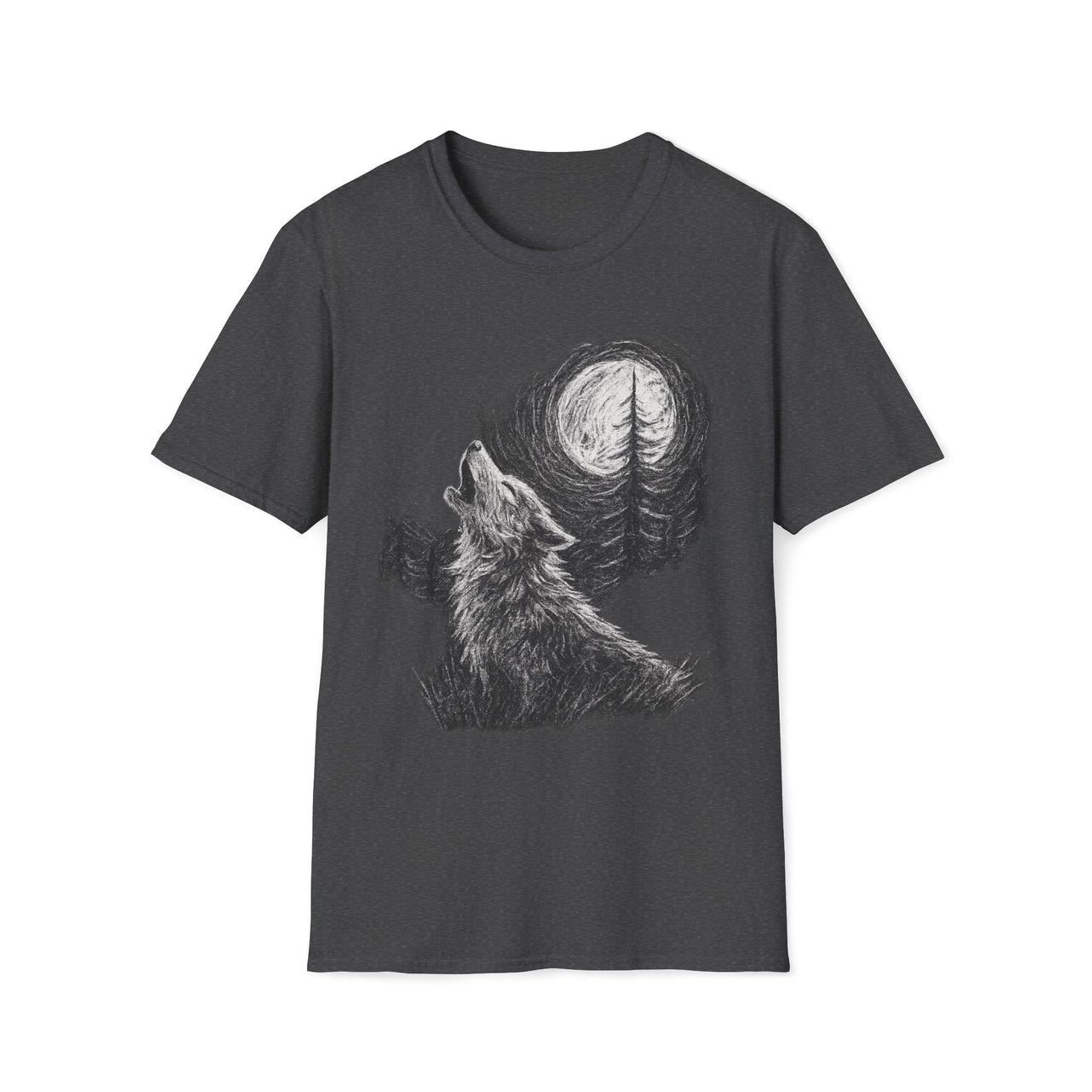 Macabre Threads Dark Heather Midnight Howl – Wolf T-Shirt
