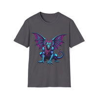 Macabre Threads Charcoal Psychedelic Gargoyle T-Shirt – Neon Gothic Creature Design