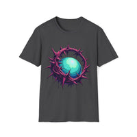 Macabre Threads Dark Heather Luminous Maze T-Shirt – Gothic Orb and Thorns Graphic Tee