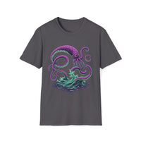 Macabre Threads Charcoal Eldritch Surge T-Shirt – Deep Sea Monster Gothic Design