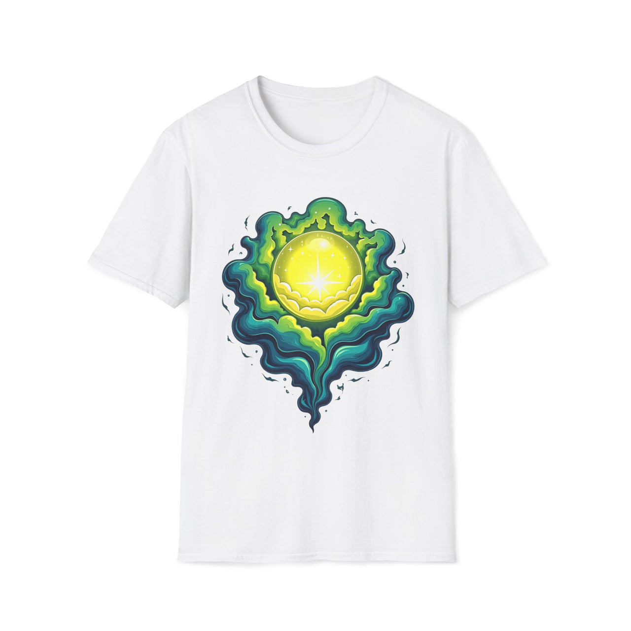 Macabre Threads White Orb Glow T-Shirt – Gothic Luminous Orb Graphic Tee