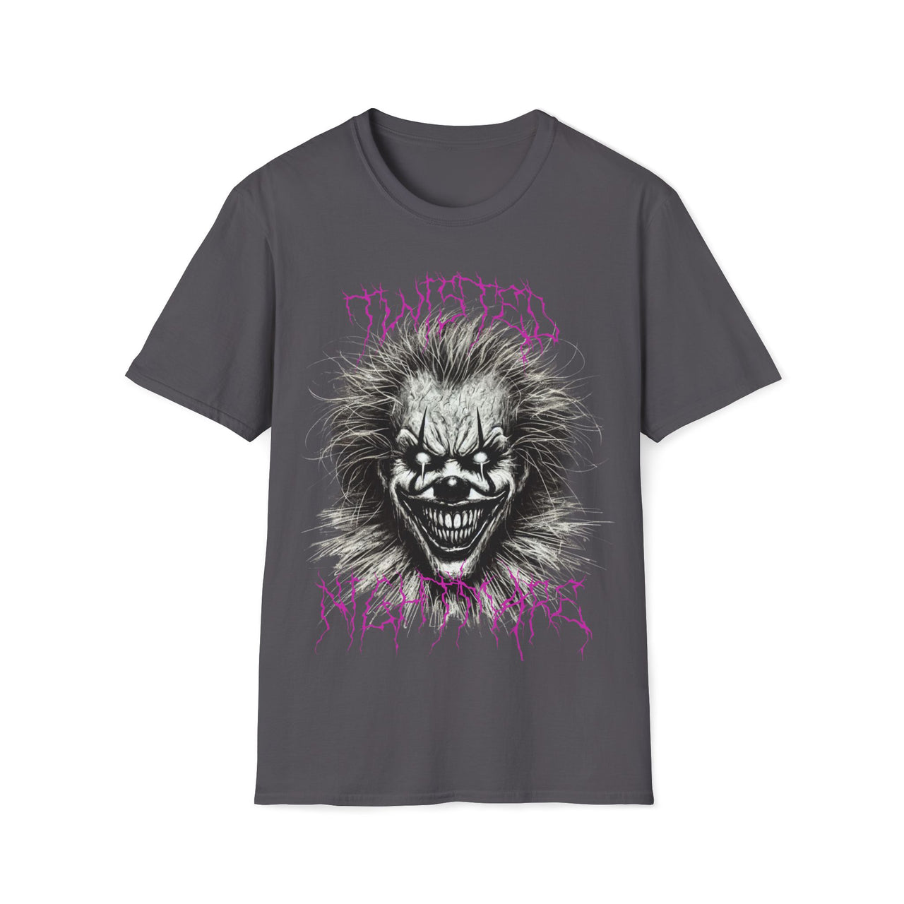 Macabre Threads Charcoal Twisted Nightmare T-Shirt – Killer Clown Graphic Tee