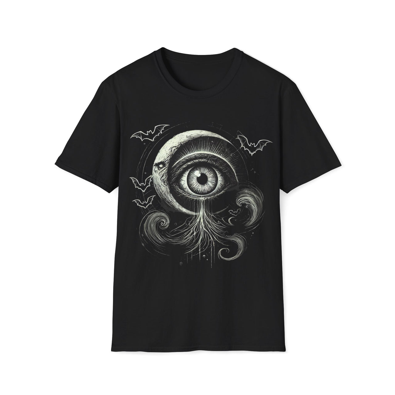 Macabre Threads Black Eclipsed Gaze – Gothic Moon Eye T-Shirt