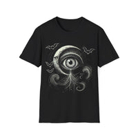 Macabre Threads Black Eclipsed Gaze – Gothic Moon Eye T-Shirt