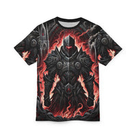 Macabre Threads Black stitching Ashen Crusader All-Over Print T-Shirt – Armored Knight Inferno Tee