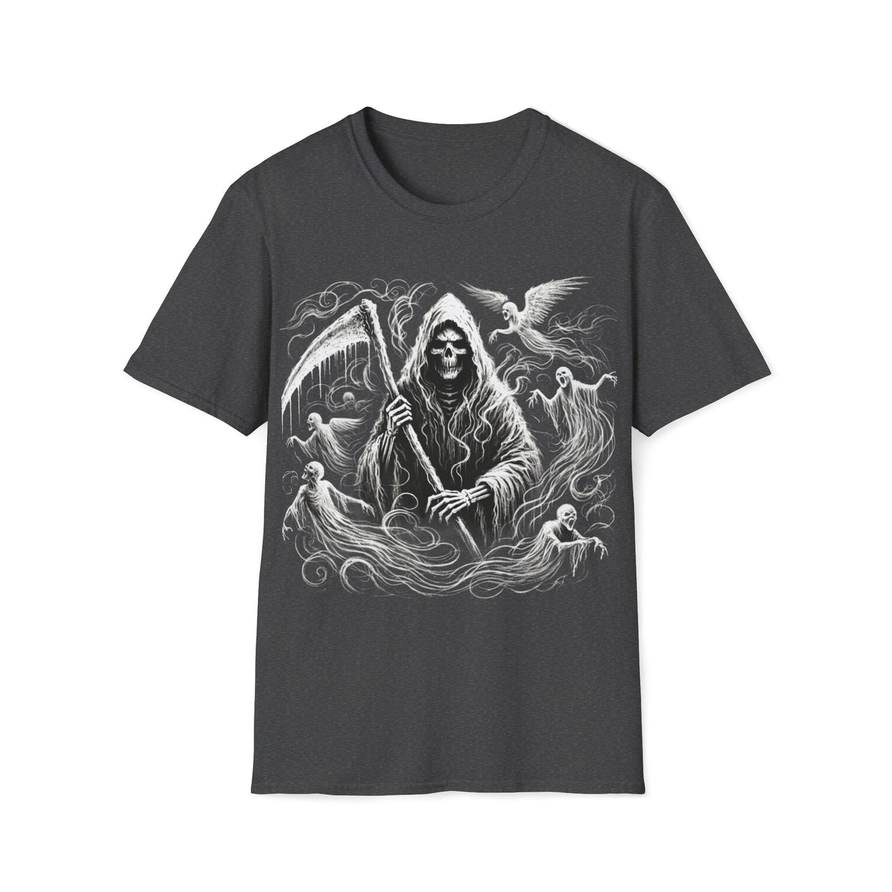 Macabre Threads Dark Heather Soul Harvester – Grim Reaper Spirit T-Shirt