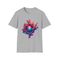 Macabre Threads Sport Grey Mystic Swirl T-Shirt – Cosmic Energy Vortex Graphic Tee