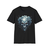 Macabre Threads Black Skull Storm Lightning Skull T Shirt – Gothic Thunder Skull Tee