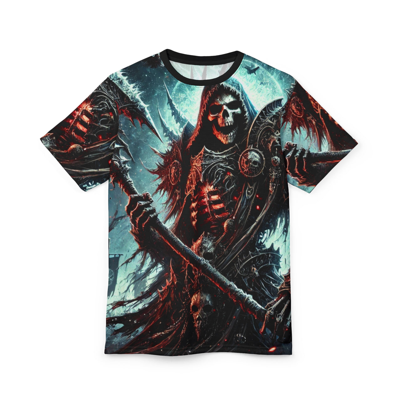 Macabre Threads Black stitching Hellforged Revenant All-Over Print T-Shirt – Infernal Reaper Forged Tee