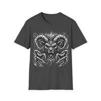 Macabre Threads Dark Heather Demon’s Fury - Horned Hellbeast Gothic T-Shirt