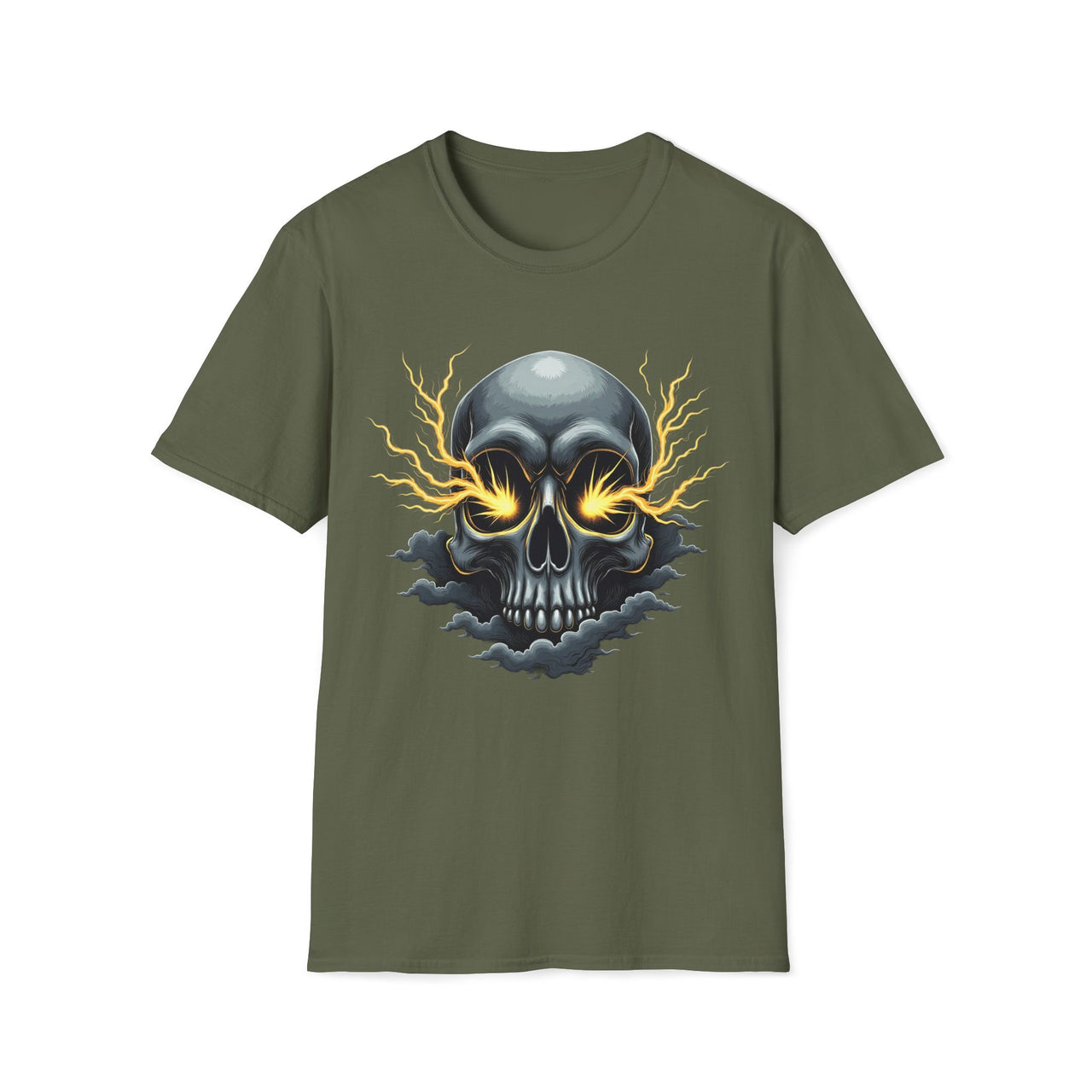 Macabre Threads Storm Skull Electric Skull T Shirt – Gothic Lightning Tee