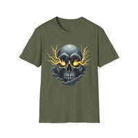 Macabre Threads Storm Skull Electric Skull T Shirt – Gothic Lightning Tee