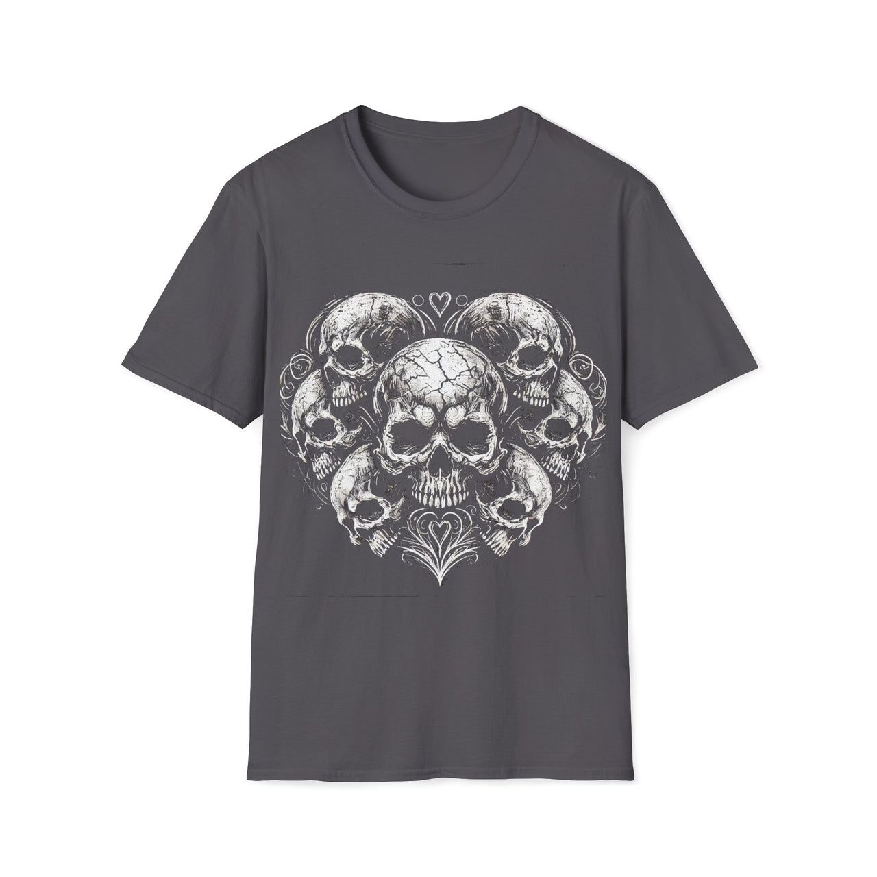 Macabre Threads Charcoal Heart of Doom – Skull Heart T-Shirt