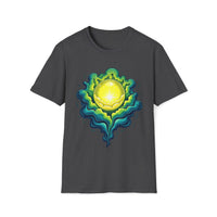 Macabre Threads Dark Heather Orb Glow T-Shirt – Gothic Luminous Orb Graphic Tee