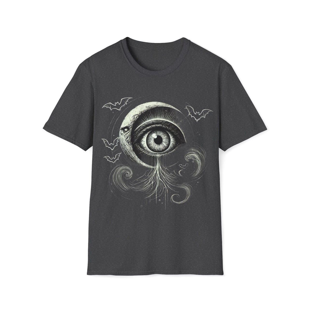 Macabre Threads Dark Heather Eclipsed Gaze – Gothic Moon Eye T-Shirt