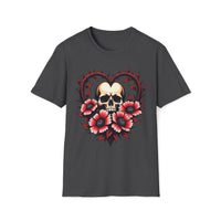 Macabre Threads Dark Heather Gothic Bloom Romantic Skull T Shirt – Dark Floral Gothic Tee