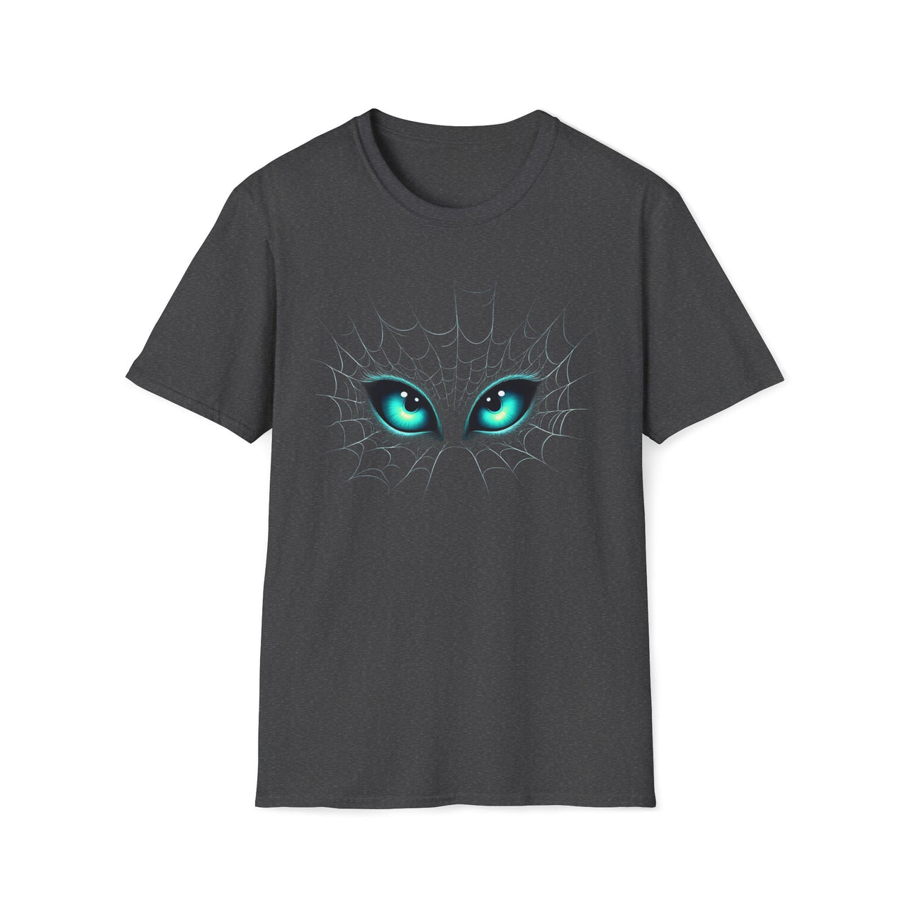 Macabre Threads Dark Heather Web Encounter T-Shirt – Gothic Eyes in Web Graphic Tee
