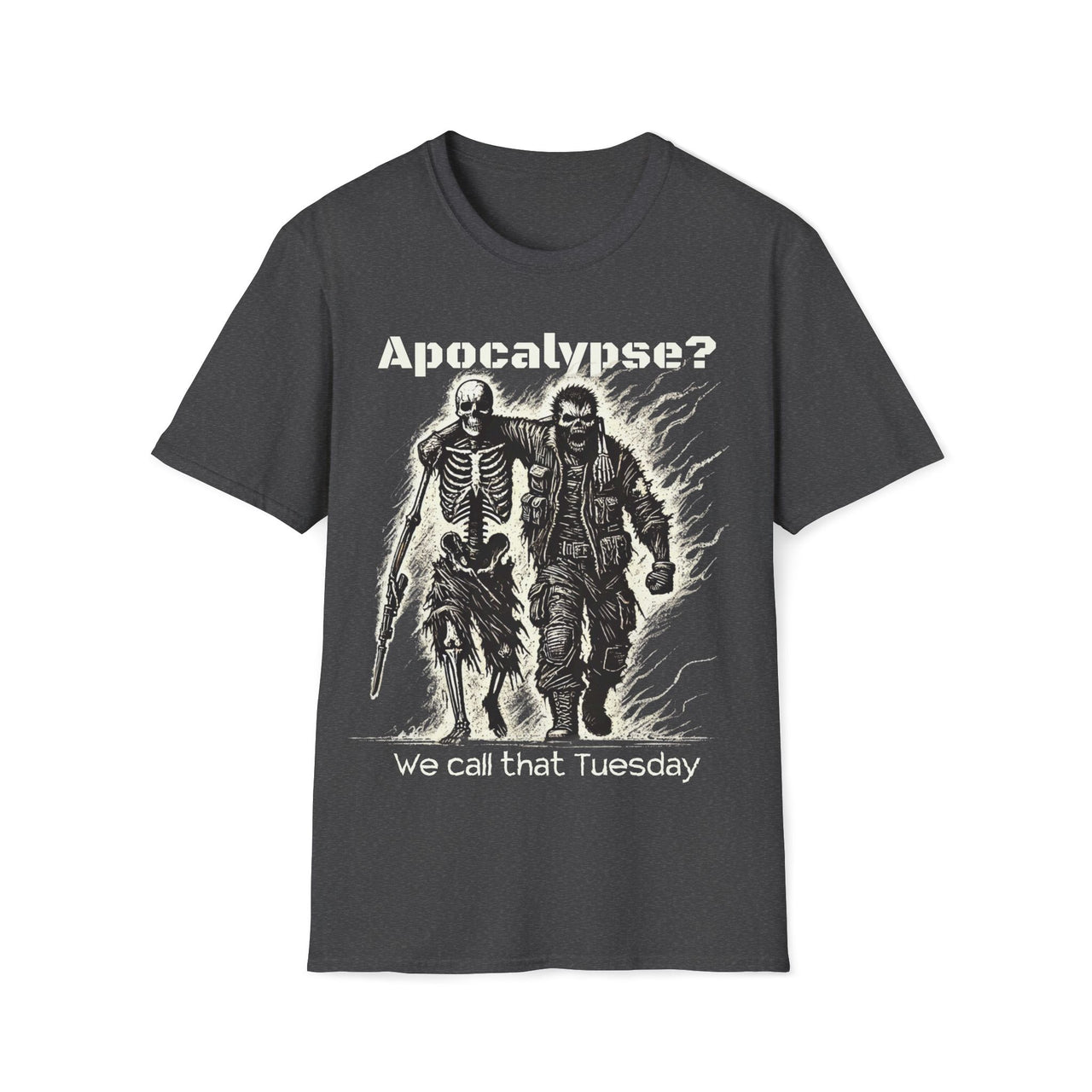 Macabre Threads Dark Heather Wasteland Walkers T-Shirt – Apocalypse Gothic Humor Tee