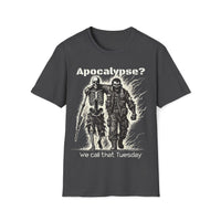 Macabre Threads Dark Heather Wasteland Walkers T-Shirt – Apocalypse Gothic Humor Tee
