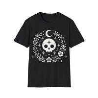 Macabre Threads Black Skull and Crescent – Minimalist Skull T-Shirt