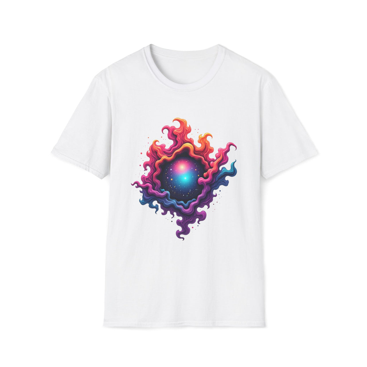 Macabre Threads White Mystic Swirl T-Shirt – Cosmic Energy Vortex Graphic Tee