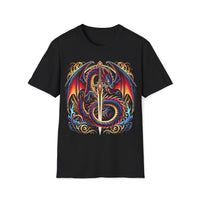 Macabre Threads Black Arcane Blade T-Shirt – Gothic Dragon Sword Design