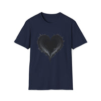 Macabre Threads Navy Vortex Heart T-Shirt – Dark Gothic Smoke Heart Tee