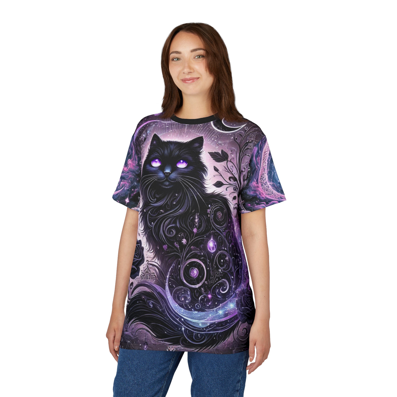 Macabre Threads Mystic Reflection All-Over Print T-Shirt – Whimsigothic Moonlit Mirror Tee