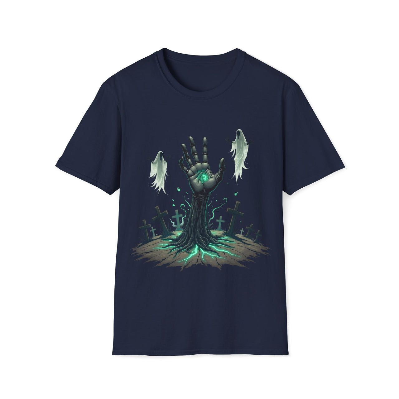 Macabre Threads Navy Grave Surge - Gothic Resurrection T-Shirt