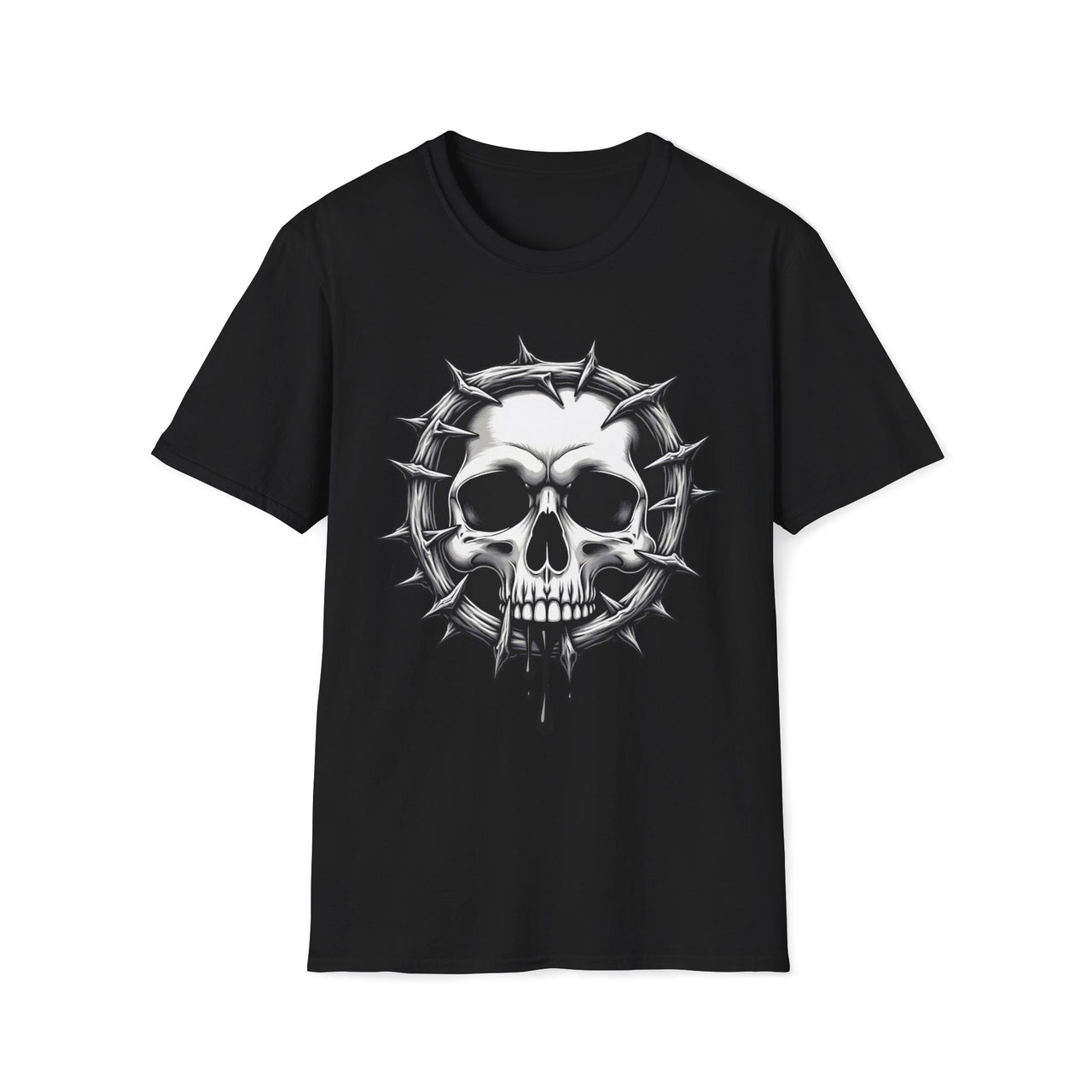 Macabre Threads Black Gothic Skull Thorned Skull T Shirt – Dark Gothic Graphic Tee