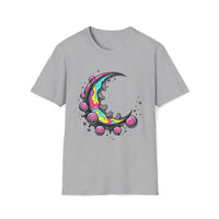 Macabre Threads Sport Grey Psychedelic Moon T-Shirt – Trippy Lunar Graphic Tee