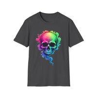 Macabre Threads Dark Heather Psychedelic Skull – Neon Skull Shirt