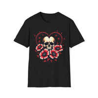 Macabre Threads Black Gothic Bloom Romantic Skull T Shirt – Dark Floral Gothic Tee