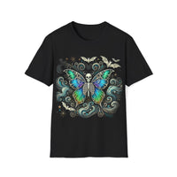 Macabre Threads Black Ethereal Rebirth – Gothic Skeleton Butterfly T-Shirt