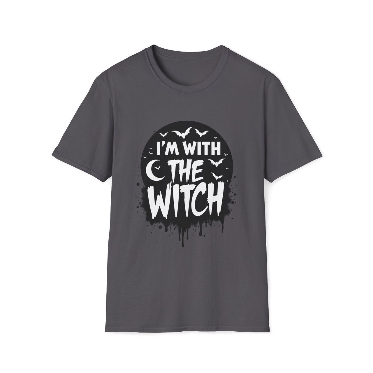 Macabre Threads Charcoal Witch Vibes T-Shirt – I’m With the Witch Gothic Tee