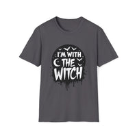Macabre Threads Charcoal Witch Vibes T-Shirt – I’m With the Witch Gothic Tee