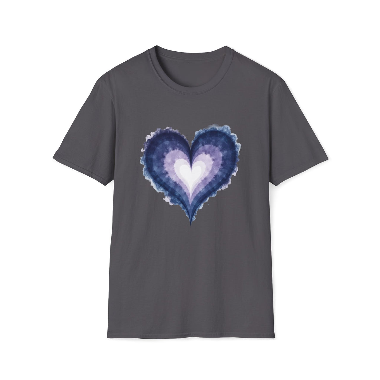 Macabre Threads Charcoal Mystic Heart T-Shirt – Enchanted Gothic Watercolor Heart Tee