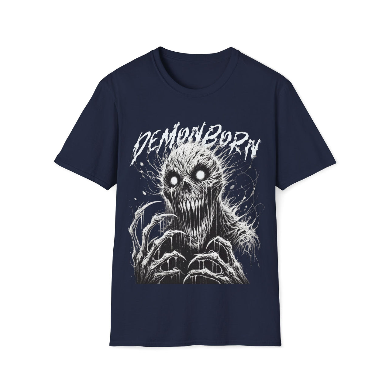 Macabre Threads Navy Demonborn T-Shirt – Gothic Horror Design