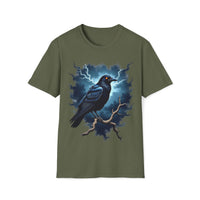 Macabre Threads Raven Storm T-Shirt – Gothic Raven Lightning Graphic Tee