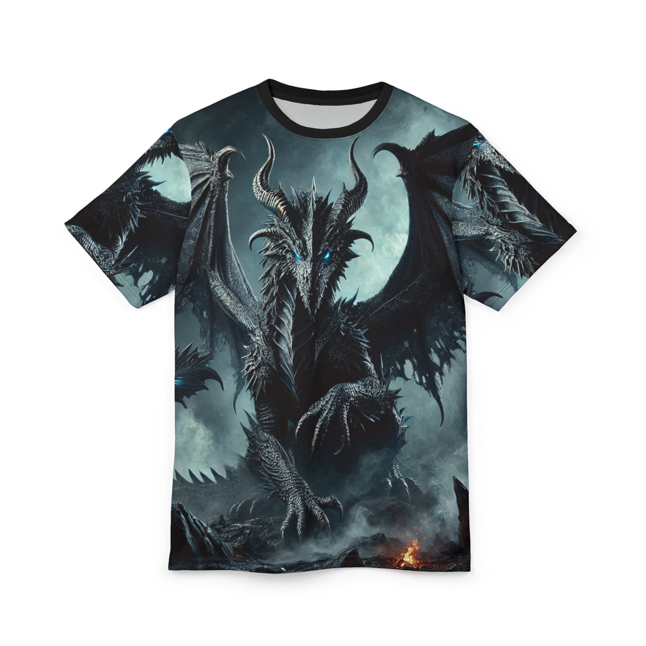 Macabre Threads Black stitching Frostborn Fury All-Over Print T-Shirt – Arctic Death Reaver Tee