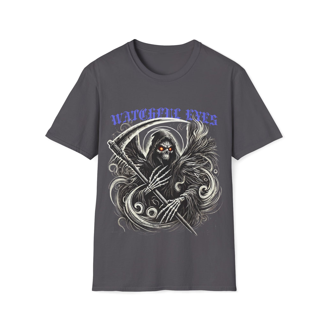 Macabre Threads Charcoal Watchful Eyes – Grim Reaper T-Shirt