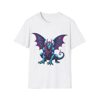 Macabre Threads White Psychedelic Gargoyle T-Shirt – Neon Gothic Creature Design