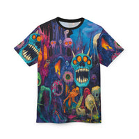 Macabre Threads Black stitching Nightmare Carnival All-Over Print T-Shirt – Psychedelic Horror Carnival Tee