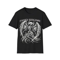 Macabre Threads Black Fallen Elegance T-Shirt – Gothic Skeleton Angel Tee