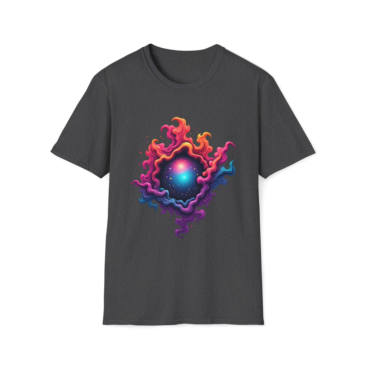 Macabre Threads Dark Heather Mystic Swirl T-Shirt – Cosmic Energy Vortex Graphic Tee