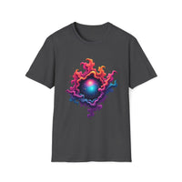 Macabre Threads Dark Heather Mystic Swirl T-Shirt – Cosmic Energy Vortex Graphic Tee