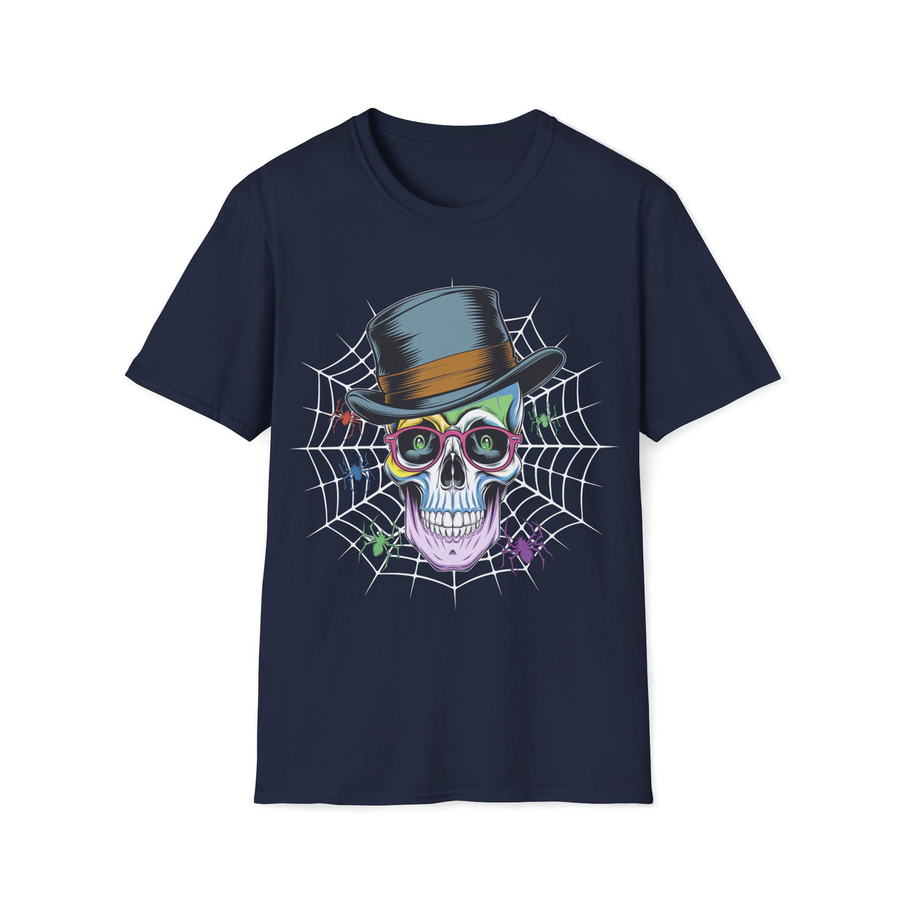 Macabre Threads Navy Intellectual Macabre Skull with Top Hat T Shirt – Gothic Gentleman Tee
